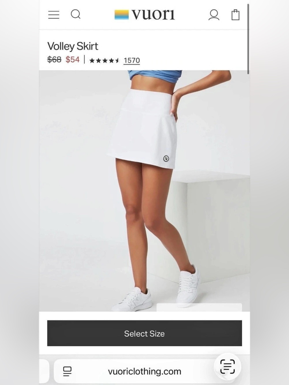 Vuori Volley Skirt White Size Medium
